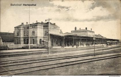 CPA Herbesthal Lontzen Wallonien Lüttich, Bahnhof, Gleisansicht