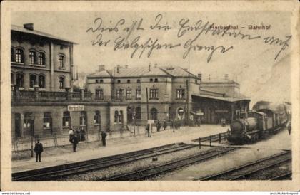 CPA Herbesthal Lontzen Wallonien Lüttich, Bahnhof, Lok