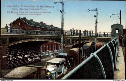 CPA Herbesthal Lontzen Wallonien Lüttich, Brücke über die Bahnstrecke Köln, Aachen, Brüssel, Paris