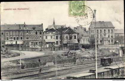 CPA Herbesthal Lontzen Wallonien Lüttich, Teilansicht, Bahnstrecke