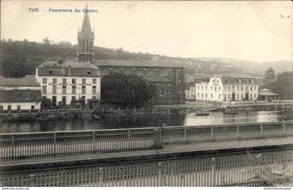CPA Tilff Esneux Wallonien Lüttich, Panorama des Zentrums, Gebäude am Fluss, Kirche, keine Persone