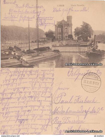 Postkaart Lüttich Luik  wallonisch: Lîdje Petit Paradis 1915