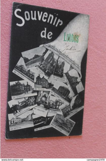 CPA - LOBBES - SOUVENIR DE ... ( CLOCHE AVEC 14 PETITES VUES ) - 1908