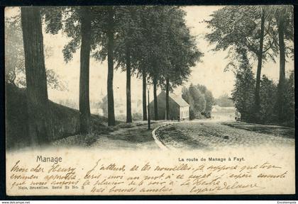 Carte Postale adressée à HENRI BAELS ou ANNA DEVISSCHER - Belgique - Manage - La Route de Manage a Fayt (CP22332OK)