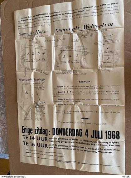WOLVERTEM - MEISE - BEIGEM : 1968 :   verkopen zie volledige tekst    :  95  x 63 cm