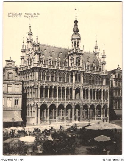 Riesen-AK Brüssel / Bruxelles, Maison du Roi, Marktplatz mit Marktständen