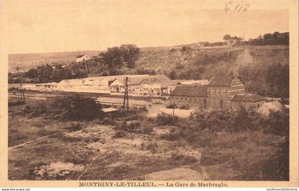 BELGIQUE - Montigny le Tilleul - Gare de Marbraglo - Chemin de fer - Voiture - Transport - Carte postale ancienne