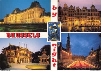 [-5%] BELGIQUE - Bruxelles - Brussel by night - Monuments - Manneken Pis - Multivues - Carte Postale