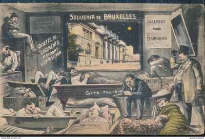 SOUVENIR DE BRUXELLES.   ( TE KORT AAN SLAAP PLAATSEN )  LOGEMENT POUR ETRANGERS - HUMOR