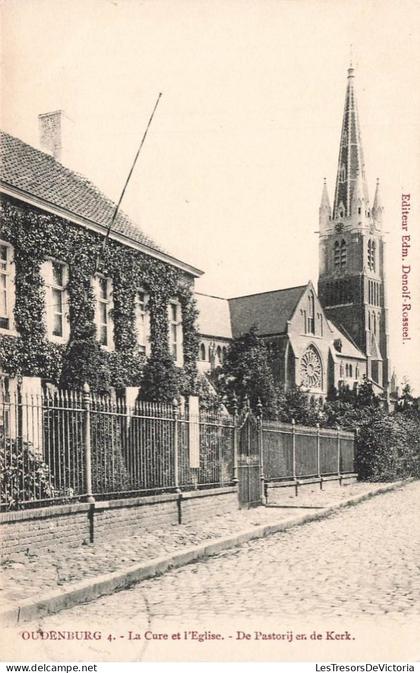 [-20%] BELGIQUE - Oudenburg - De Pastorij en de Kerk - Cure - Eglise - Entrée - Ed Edm. Denolf Rosseel - Carte postale a