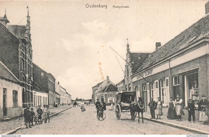 [-5%] BELGIQUE - Oudenburg - Hoogstraat - Calèche - vélo - commerce - métier - enfant - animé - Carte postale ancienne