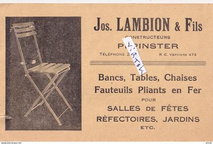 Pepinster : Jos Lambion & fils : tabels - chaises ............  ( see scans )