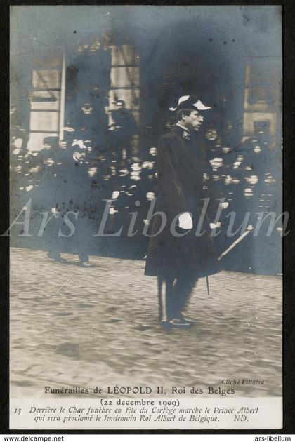 CPA / Postcard / ROYALTY / België / Belgique / Roi Albert I / Koning Albert I / Funérailles / Roi Leopold II / 1909