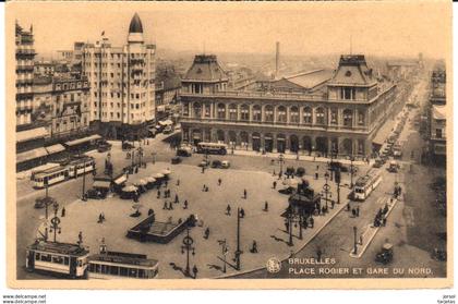 POSTAL    BRUXELLES  - BELGICA  - PLACE ROGIER ET GARE DU NORD