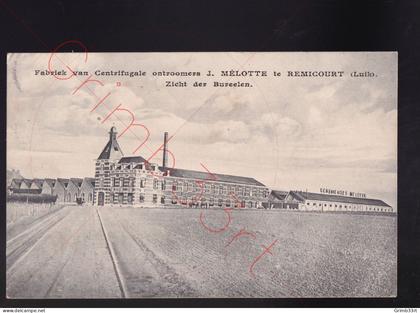 Remicourt - Fabriek van Centrifugale ontroomers J. Mélotte - Zicht der Bureelen - postkaart