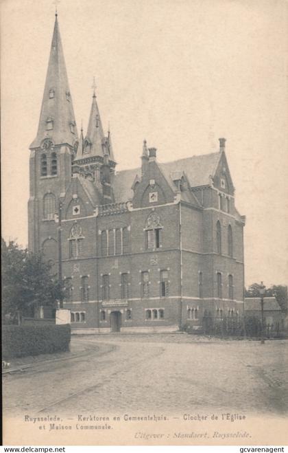 RUISELEDE      KERKTOREN EN GEMEENTEHUIS