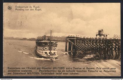 AK Schelle, Embouchure du Rupel, Excursions sur l`Escaut par Steamer Wilford entre Tamise et Anvers