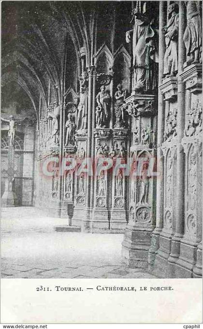 CPA Tournai Cathedrale le Porche