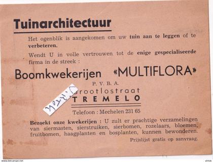 TREMELO : Boomkwekerijen MULTIFLORA     zie scan voor detail  (  GEEN POSTKAART )