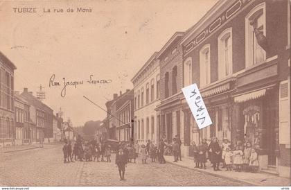 Tubize : la rue de Mons ( 1912 avec timbre ) edit imprimerie  N. Philippart-Pierlot
