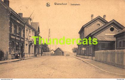 CPA WAARSCHOOT WAERSCHOOT STATIEPLAATS GARE STATIE STATION CAFE DE LA STATION
