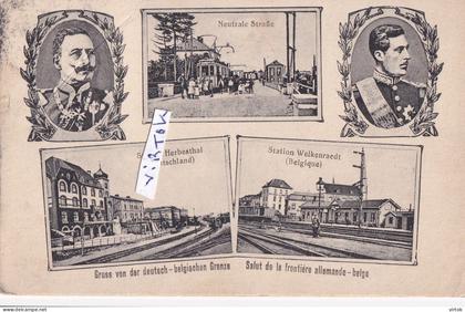 Salut de frontière Allemands- Belge :  Welkenraedt Station - Herbesthal Station  ( militaire afstempeling )  ROI Albert