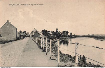 BELGIQUE - Wichelen - Waterzicht op het Veeren - Digue - Rivière - Village - Bâtiment - Bois - Carte postale ancienne