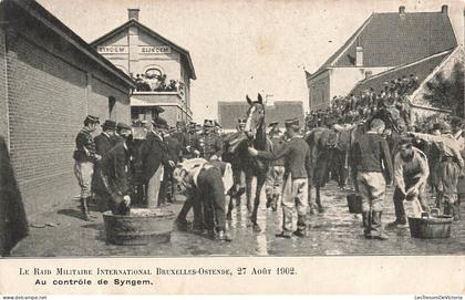 BELGIQUE - Syngem - Contrôle - Raid militaire international - 27 Aout 1902 - Militaria - Animé - Carte postale ancienne