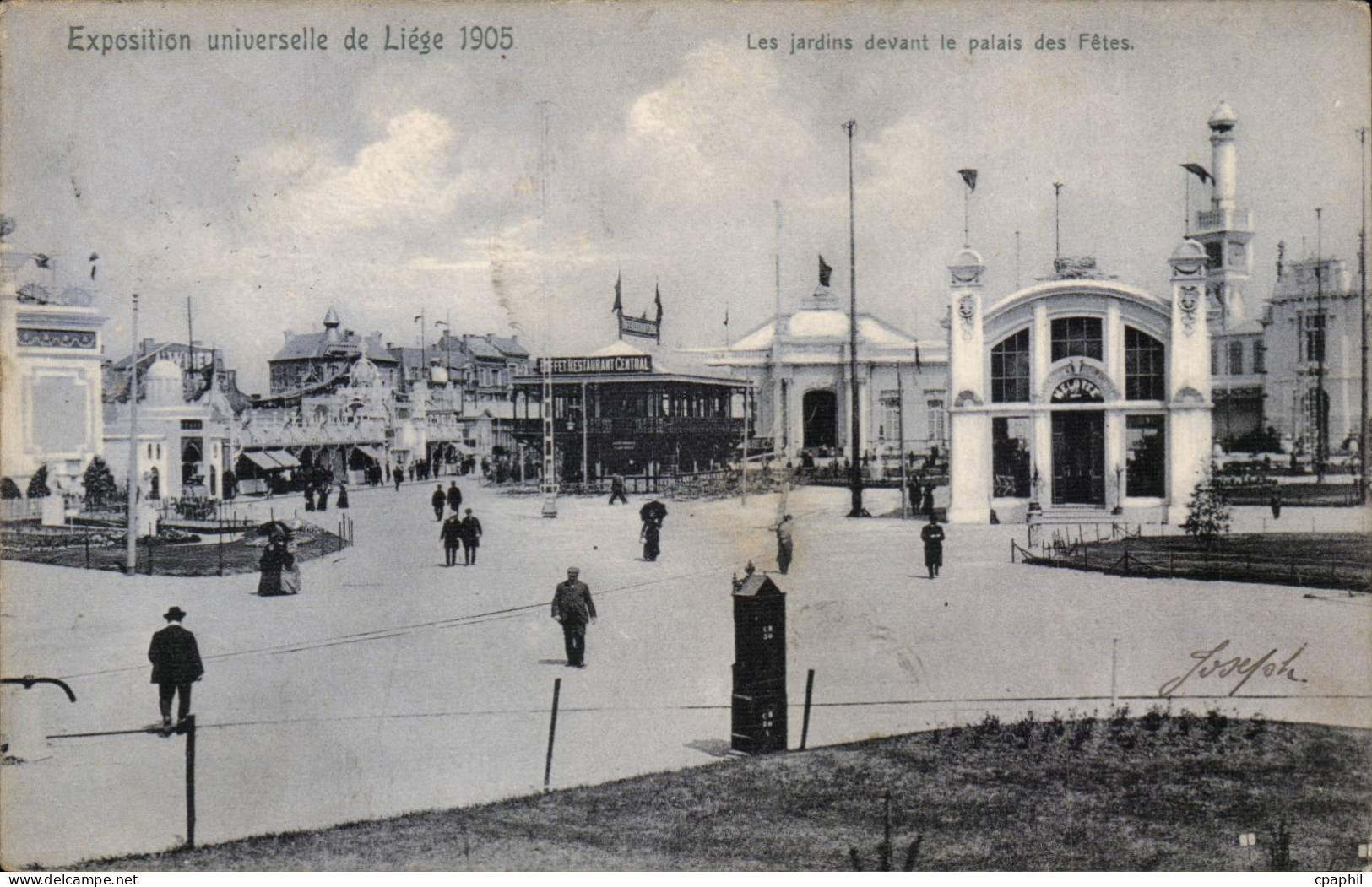 Belgique Belgie Liege CPA Exposition universelle de Liege CPA Les jardins devant le palais des fetes