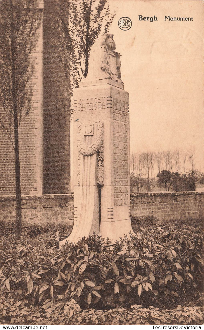 BELGIQUE - Bergh - Monument - Stèle - Sculture - Mémorial - Plante - Carte Postale Ancienne