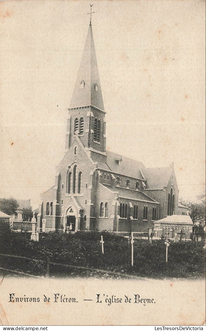 BELGIQUE - Beyne - Église St Barthélémy - Clocher - Girouette - Végétation - Cimetières - Carte postale ancienne