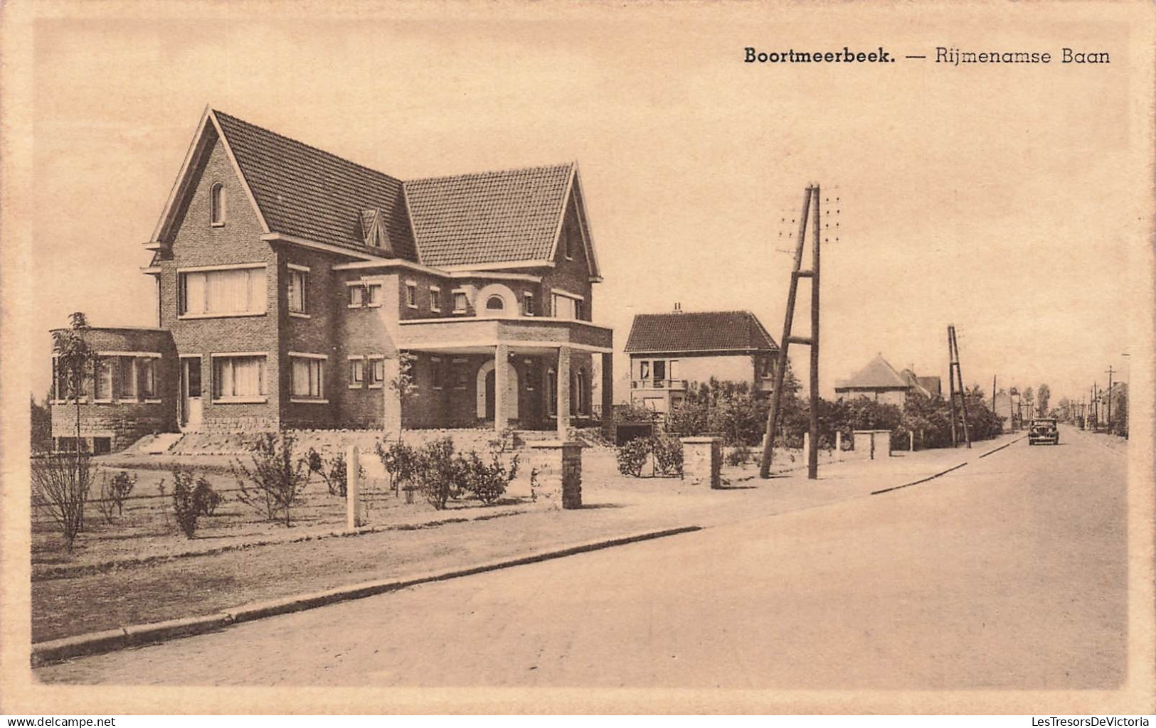 BELGIQUE - Boortmeerbeek - Rijmenamse Baan - Chaussée - Bâtiment - Jardin - Voiture - Transport - Carte postale ancienne