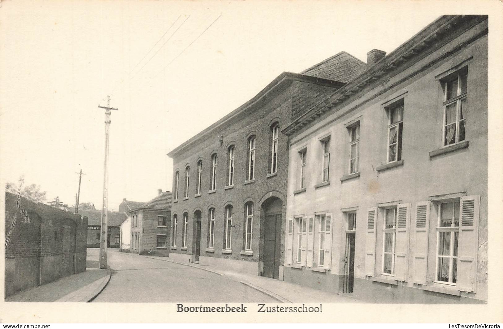 BELGIQUE - Boortmeerbeek - Zustersschool - Ecole - Sœurs - Bâtiment - Rue - Pavé - Ed Verhoeven - Carte postale ancienne