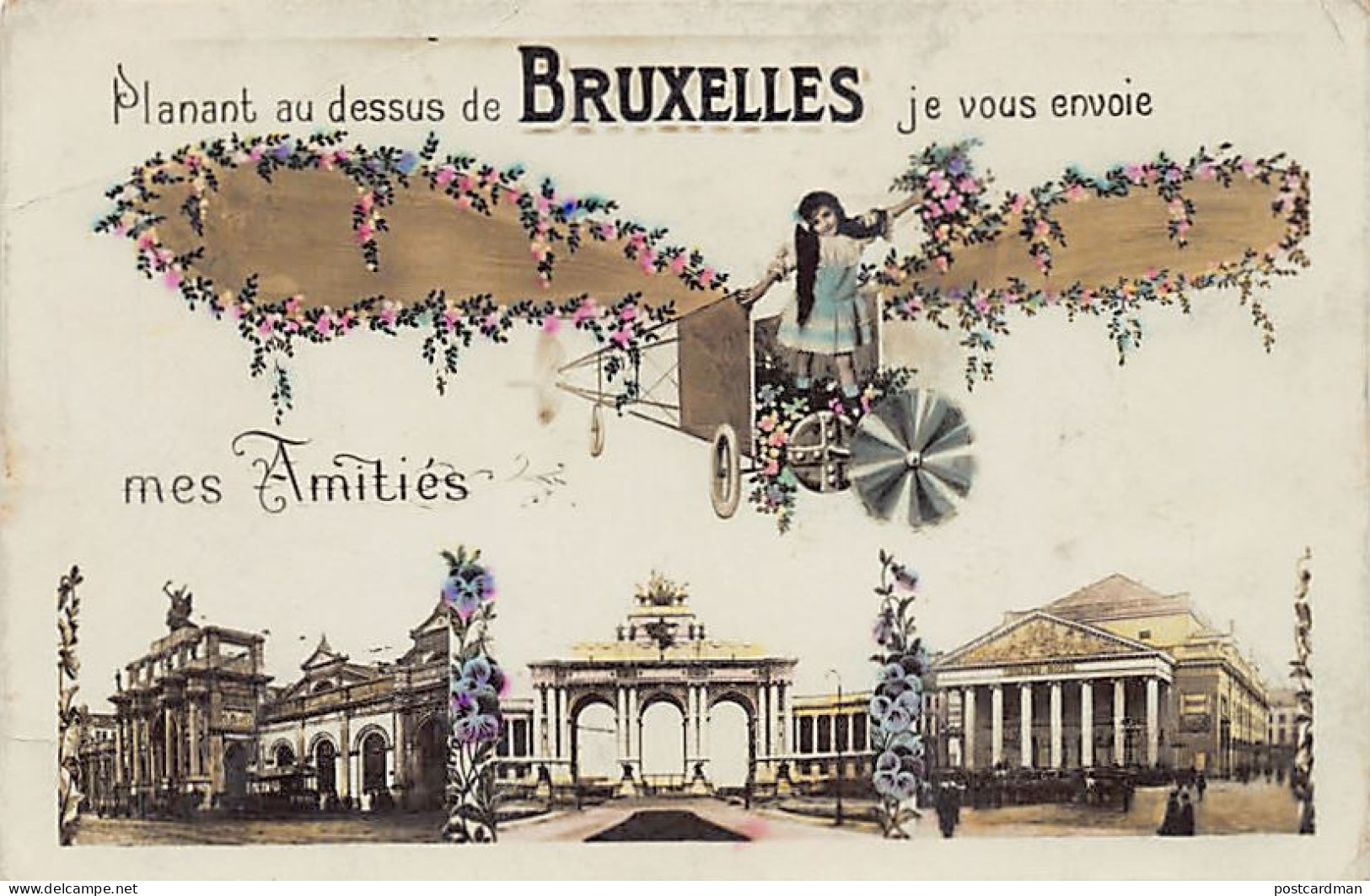 Belgique - BRUXELLES - Carte fantaisie - Avion - Surréalisme
