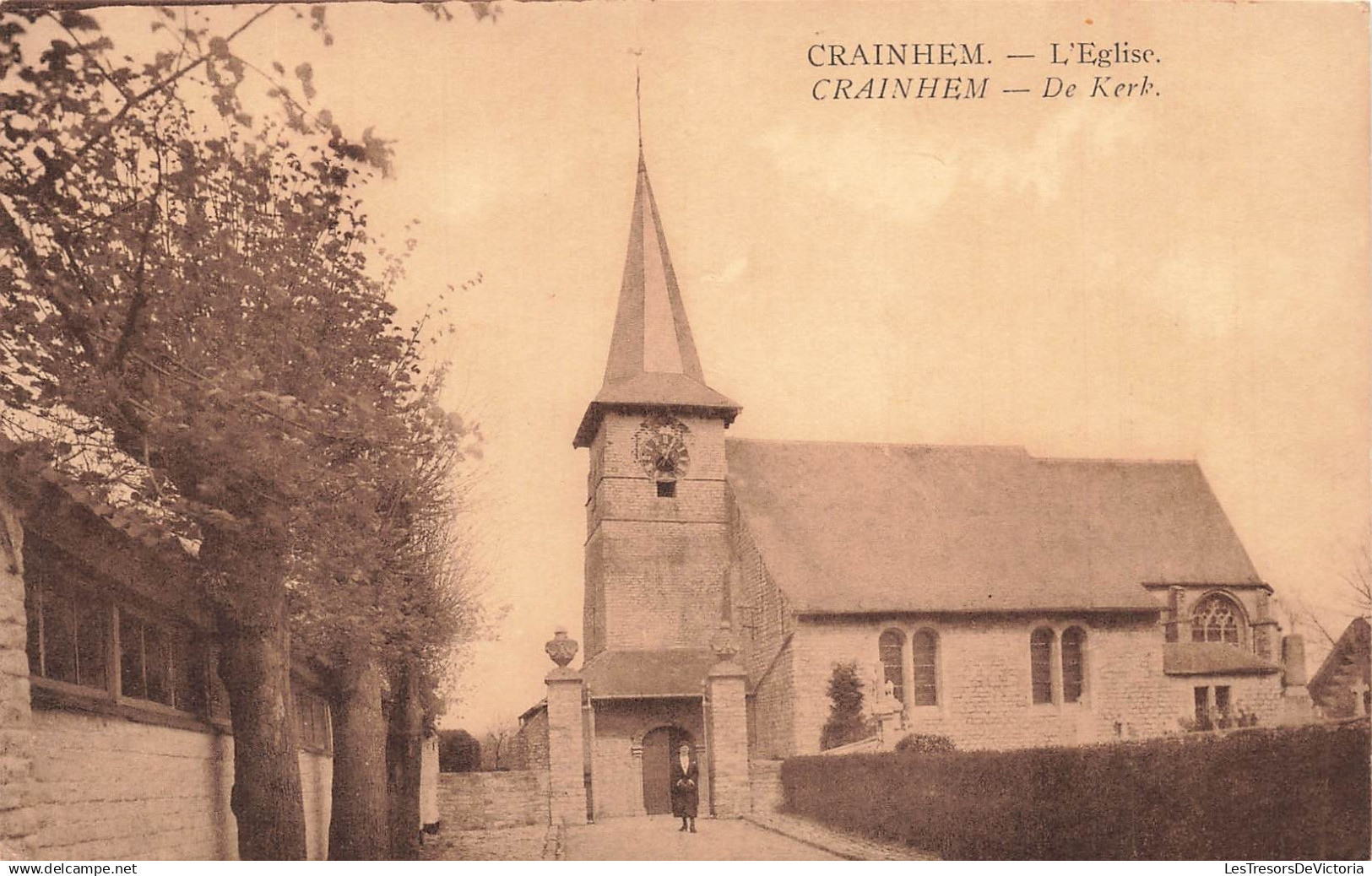 BELGIQUE - Crainhem - Kerk - Eglise - Clocher - Flèche - Horloge - Ed Delcon Lacante - Animé - Carte postale ancienne