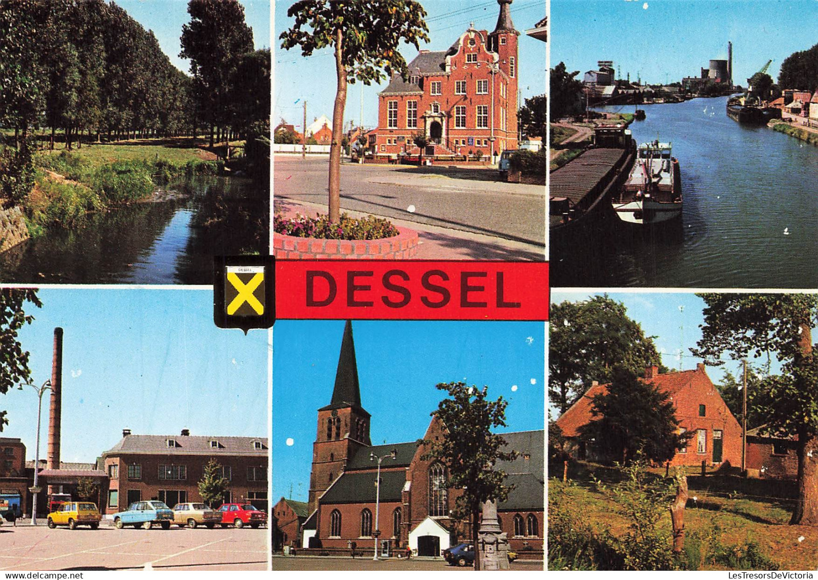 BELGIQUE - Dessel - Canal - Sint Niklaaskerk - bateau - transport - ancienne maison communale - Carte postale