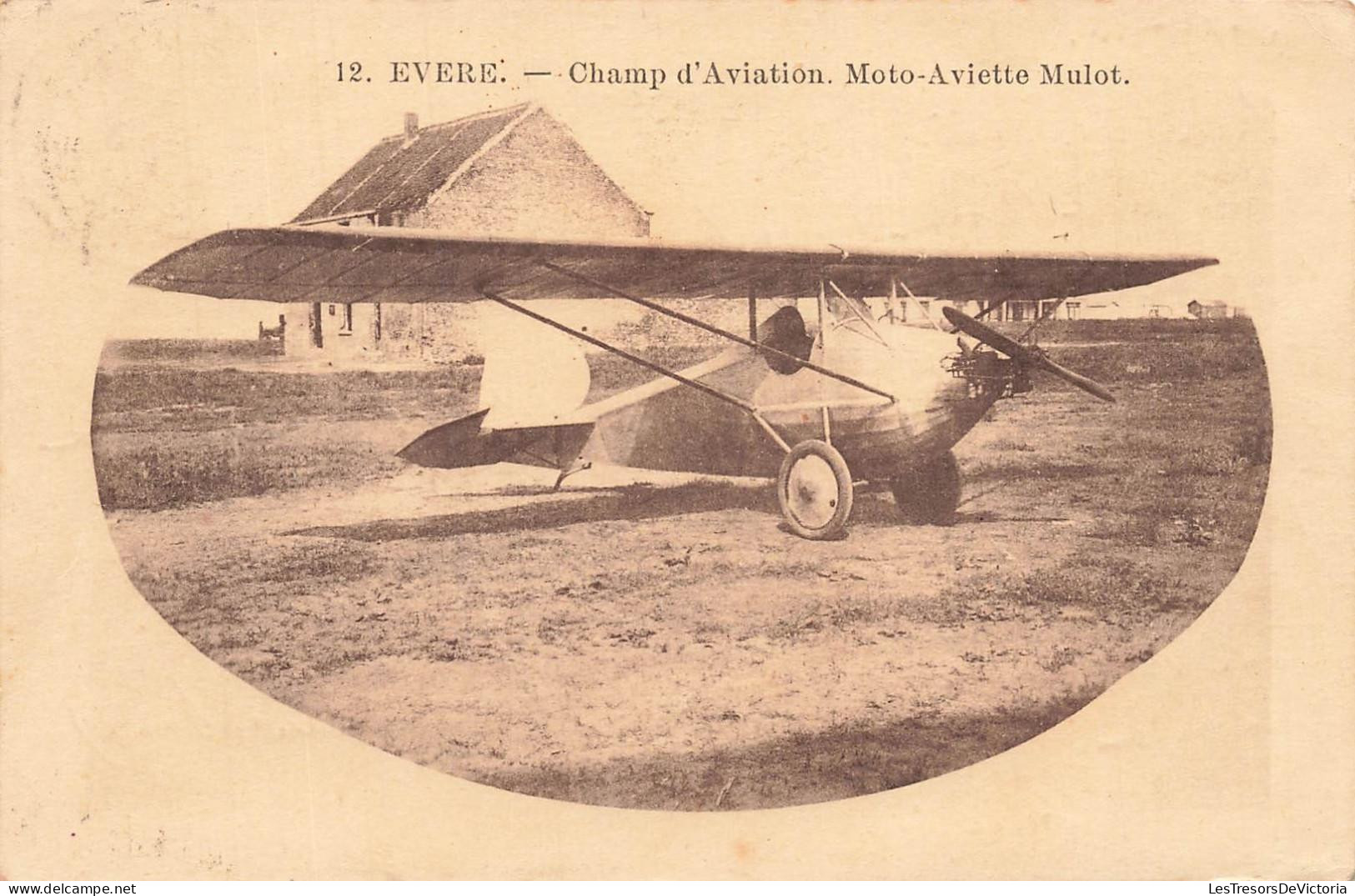 BELGIQUE - Evere - Champ aviation - Moto Aviette Mulot - Transport - Avion - Ed PJ Flion - Carte postale ancienne