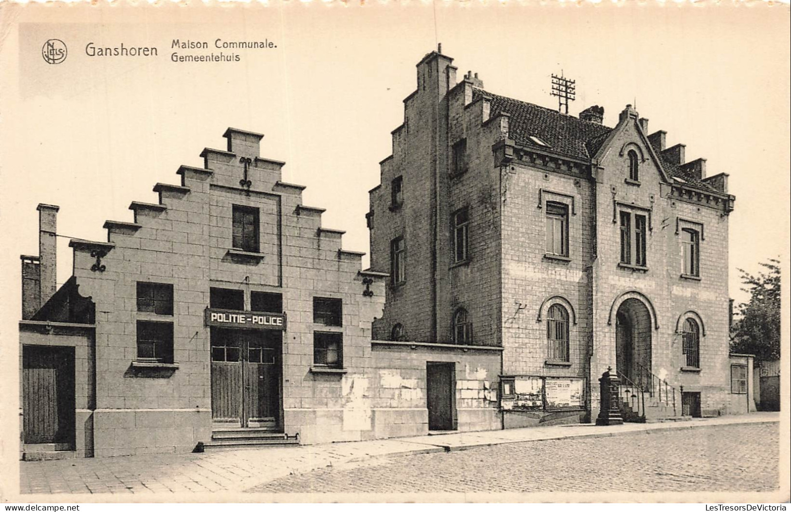 BELGIQUE - Ganshoren - Maison Communale - Politie Police - Architecture - Pavée - Nels - Carte postale ancienne