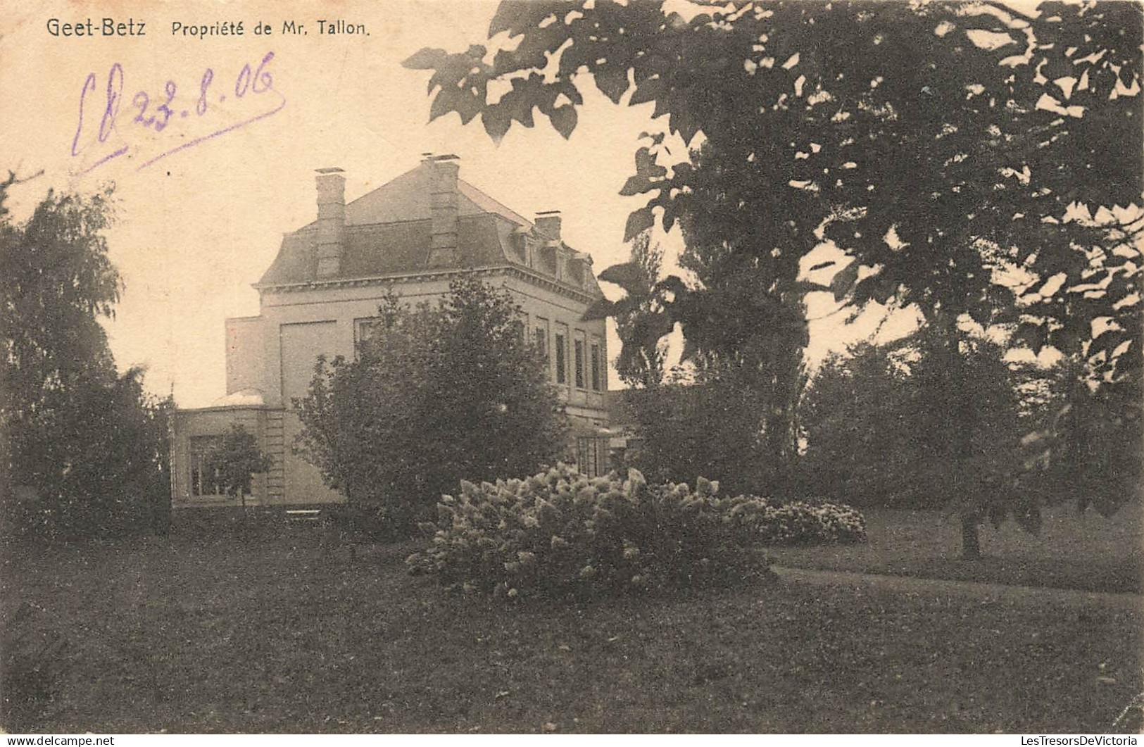 BELGIQUE - Geet Betz - Propriété de Mr Tallon - jardin - arbre - Oblit 1906 - Carte Postale Ancienne