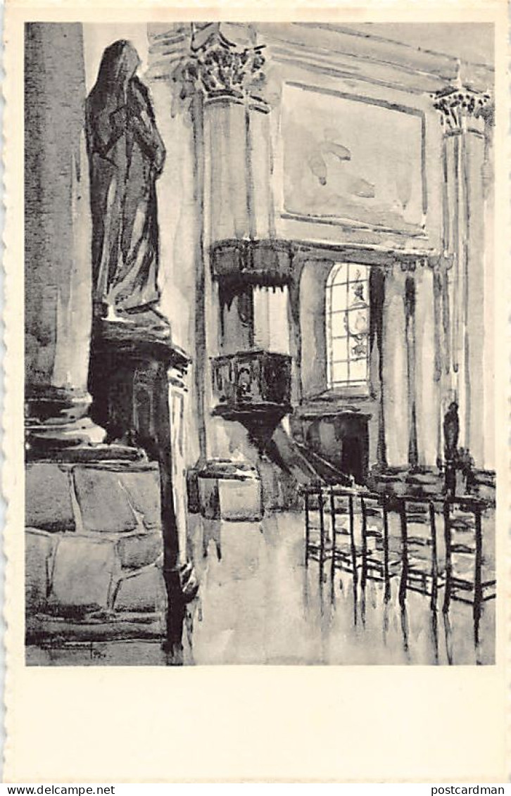 Belgique - GEMBLOUX (Namur) Intérieur d'église, d'après une aquarelle de Michel Bernard