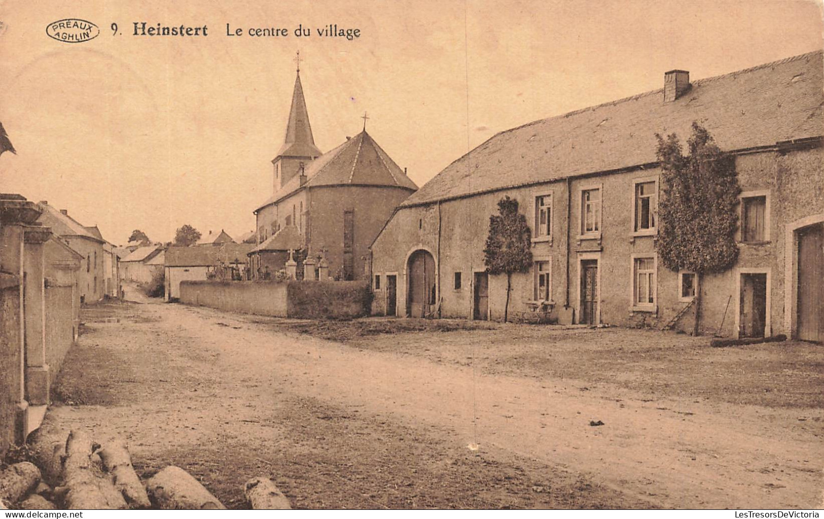 BELGIQUE - Heinstert - Centre - Village - Eglise St Nicolas - Abside - Rue - Cimetière - Carte postale ancienne