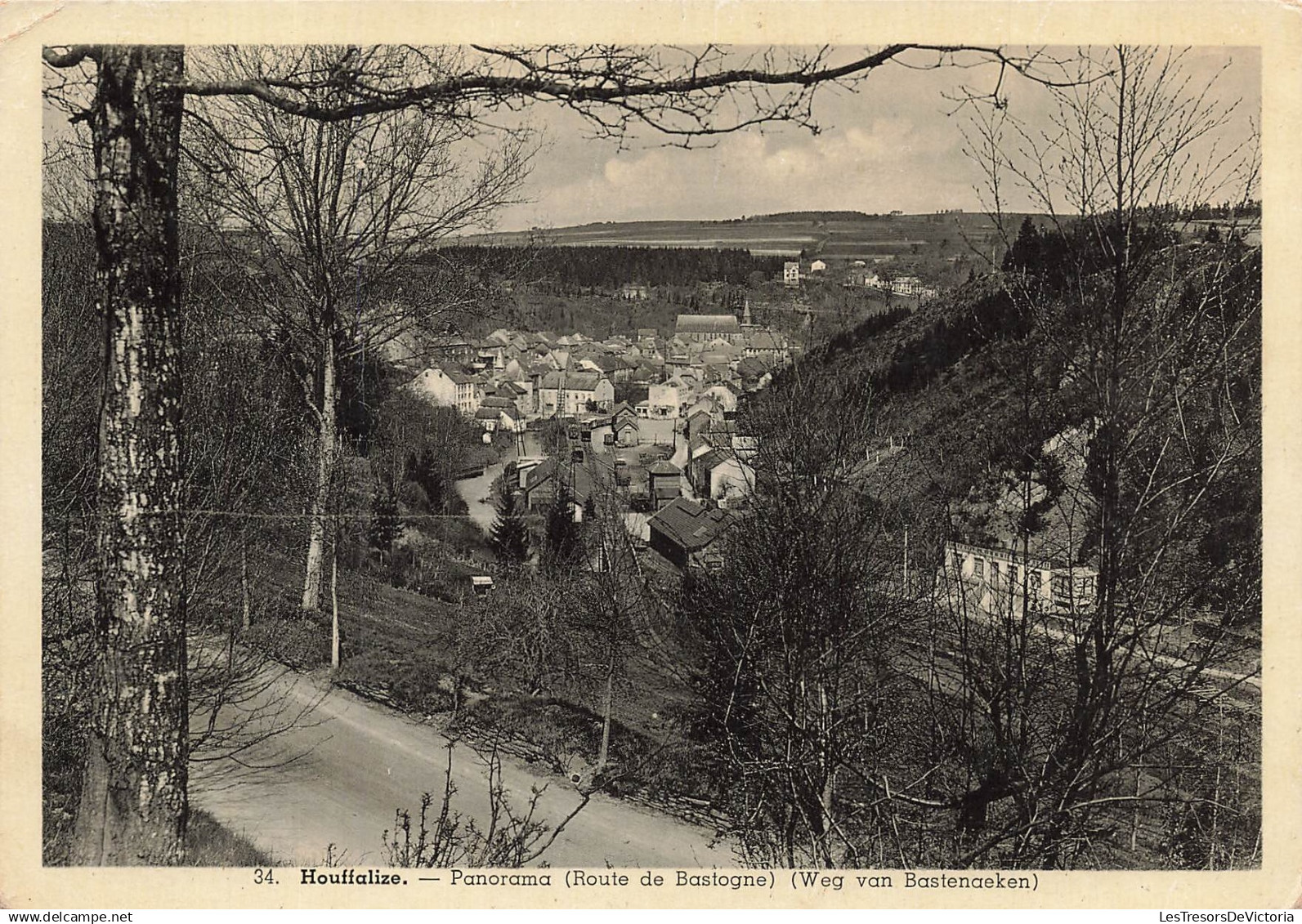 BELGIQUE - Houffalize - Panorama - Weg van Bastenaeken - Route de Bastogne - Rivière - Carte postale ancienne