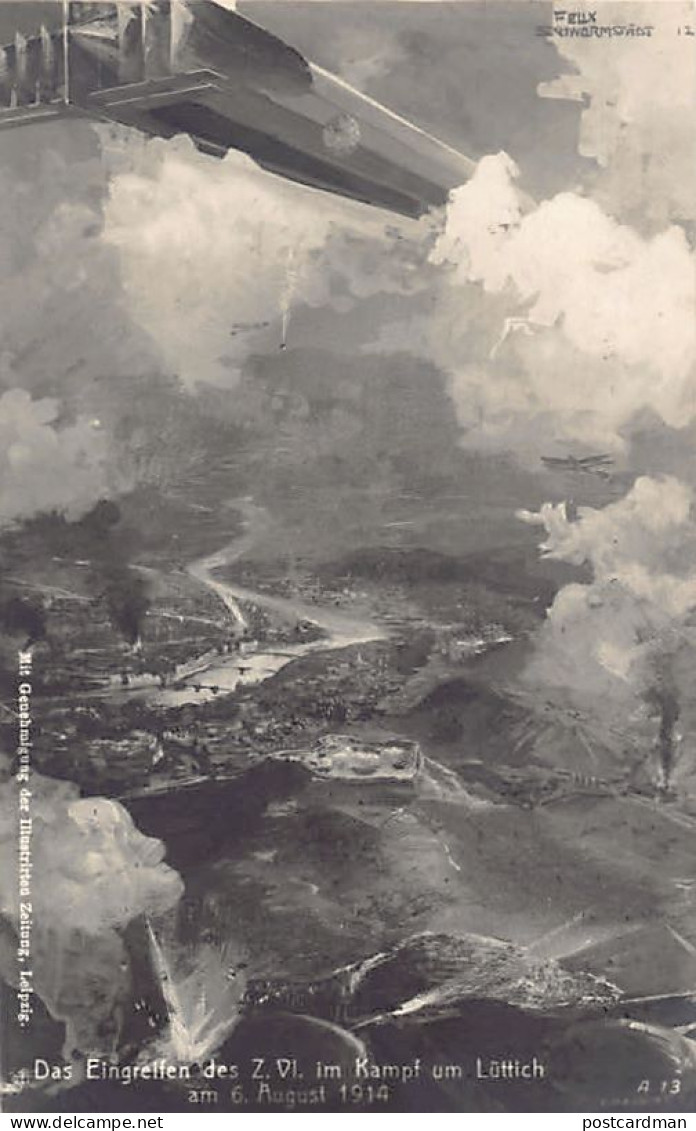 Belgique - LIÈGE - L'intervention de Zeppelin VI. à la bataille de Liège le 6 août 1914