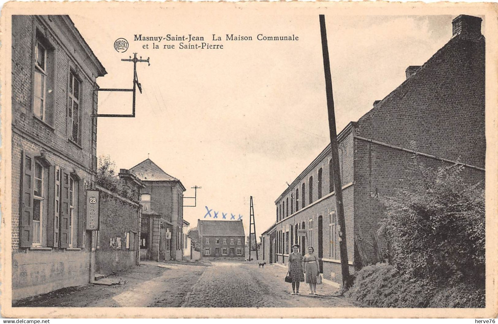 BELGIQUE - MASNUY SAINT JEAN - la Maison Communale et la rue Saint-Pierre