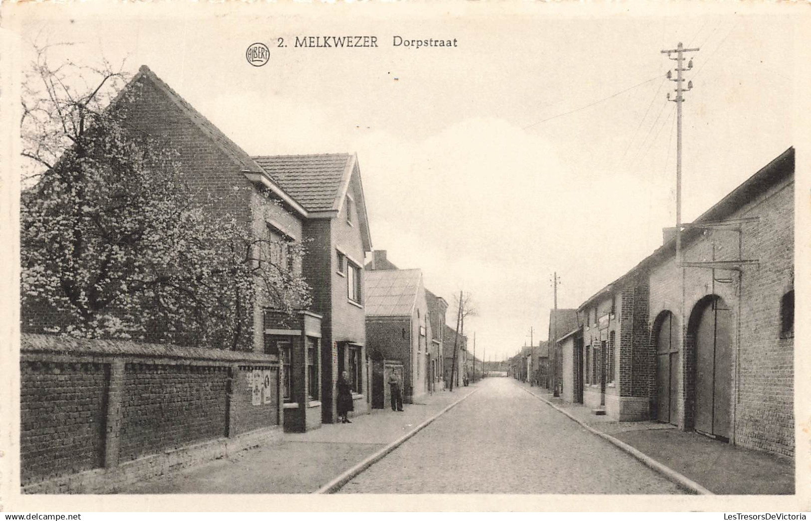 BELGIQUE - Melkwezer - Dorpstraat - Rue - affiche - entrepôt - animé - ALBERT - Ed Ottenbourgs - Carte postale ancienne