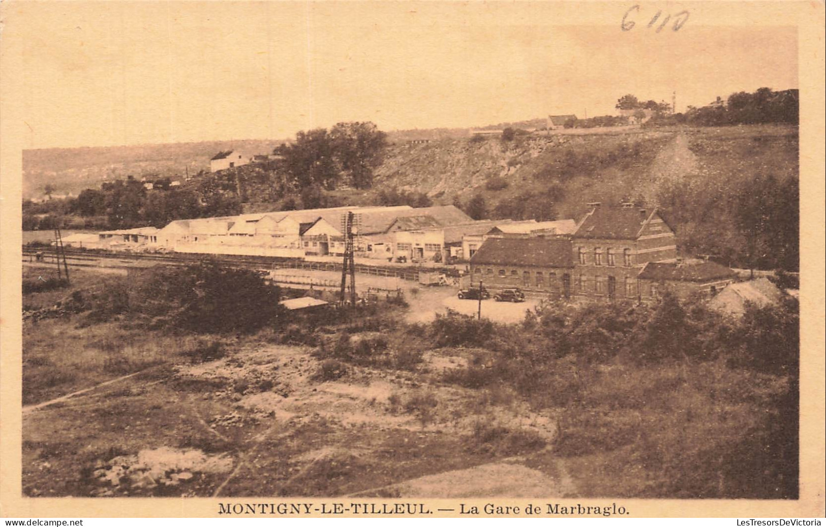 BELGIQUE - Montigny le Tilleul - Gare de Marbraglo - Chemin de fer - Voiture - Transport - Carte postale ancienne