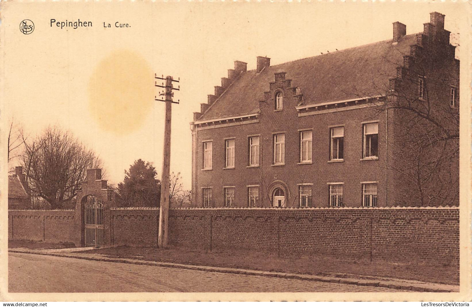 BELGIQUE - Pepinghen - La Cure - portail - entrée - route - poteau - Nels - Carte Postale Ancienne