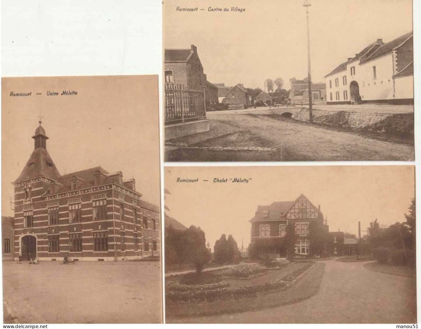 Belgique - REMICOURT - Lot de 3 CPA