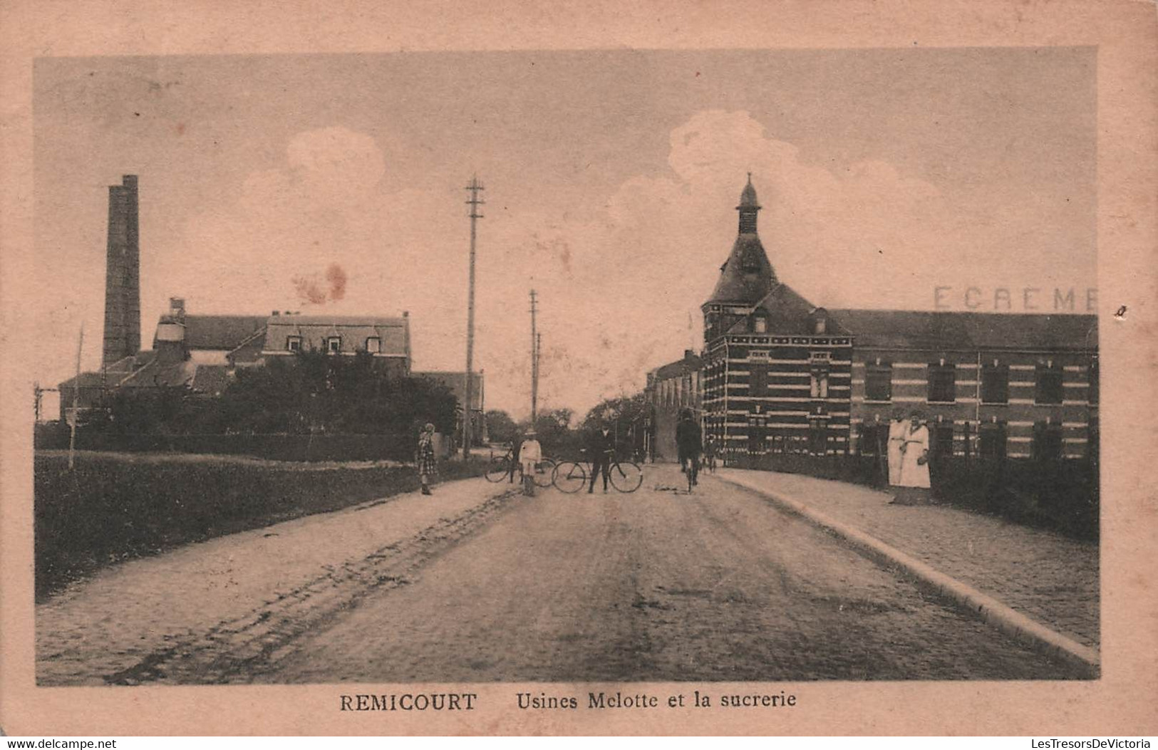 BELGIQUE - remicourt - usines melotte et la sucrerie - carte postale ancienne -