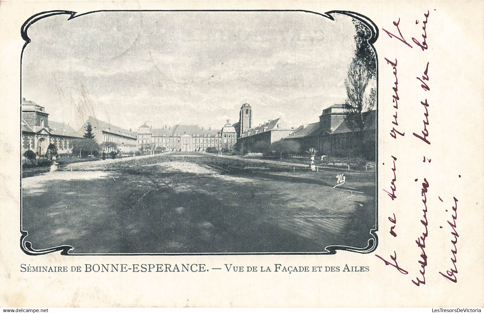 BELGIQUE - Séminaire de Bonne Esperance - Vue de la façade et des ailes - tour - 1906 - Carte postale ancienne